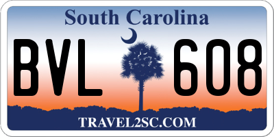 SC license plate BVL608