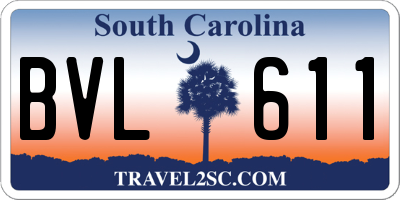 SC license plate BVL611