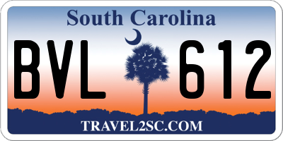 SC license plate BVL612