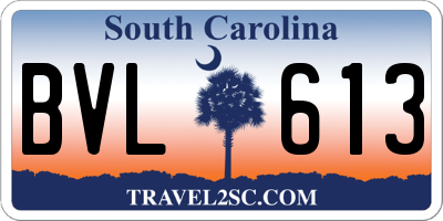 SC license plate BVL613