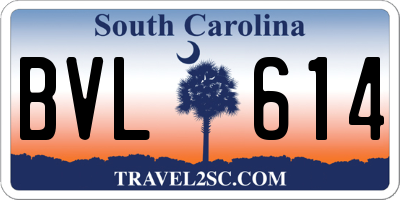 SC license plate BVL614