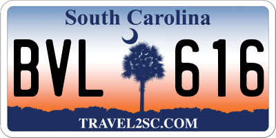 SC license plate BVL616
