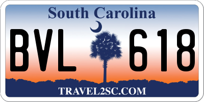 SC license plate BVL618