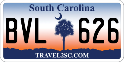 SC license plate BVL626