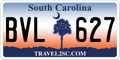 SC license plate BVL627