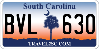 SC license plate BVL630