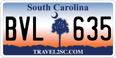 SC license plate BVL635