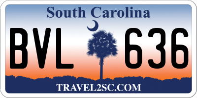 SC license plate BVL636
