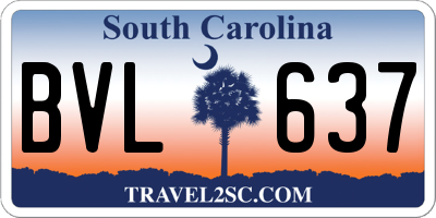 SC license plate BVL637