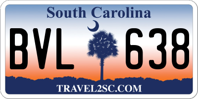 SC license plate BVL638