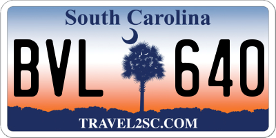 SC license plate BVL640