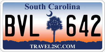 SC license plate BVL642