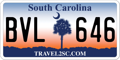 SC license plate BVL646