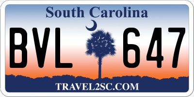 SC license plate BVL647