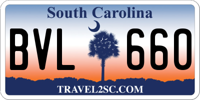 SC license plate BVL660