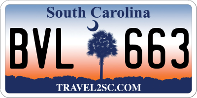 SC license plate BVL663