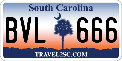 SC license plate BVL666