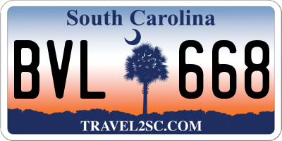 SC license plate BVL668