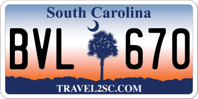 SC license plate BVL670