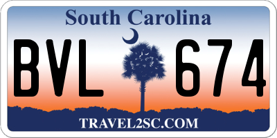 SC license plate BVL674