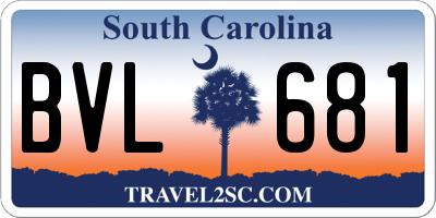 SC license plate BVL681