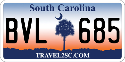 SC license plate BVL685