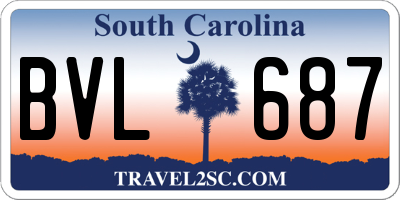 SC license plate BVL687
