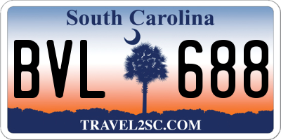 SC license plate BVL688