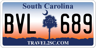 SC license plate BVL689