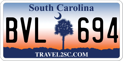 SC license plate BVL694