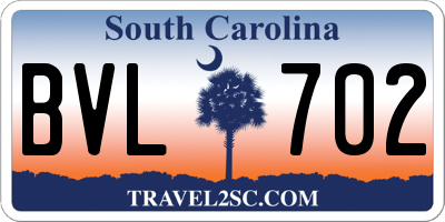 SC license plate BVL702