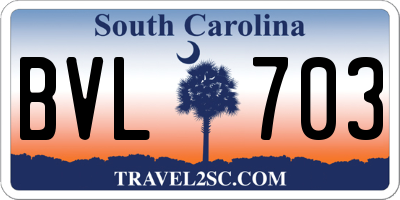 SC license plate BVL703