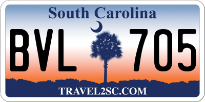 SC license plate BVL705
