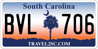 SC license plate BVL706