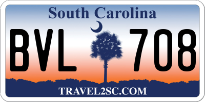 SC license plate BVL708
