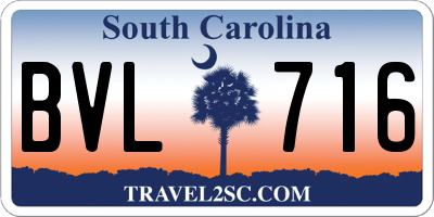 SC license plate BVL716