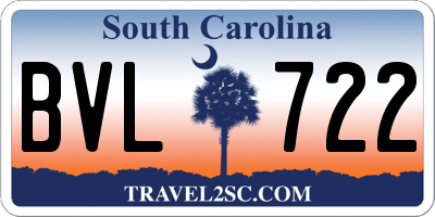 SC license plate BVL722