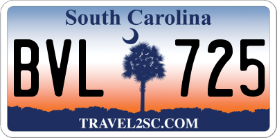 SC license plate BVL725