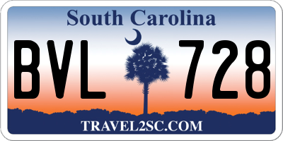 SC license plate BVL728