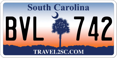 SC license plate BVL742