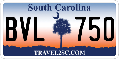 SC license plate BVL750