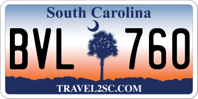 SC license plate BVL760
