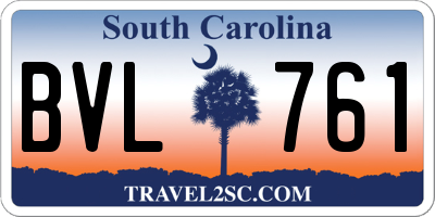 SC license plate BVL761