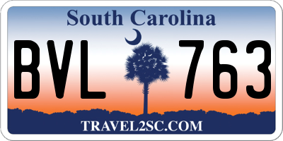 SC license plate BVL763