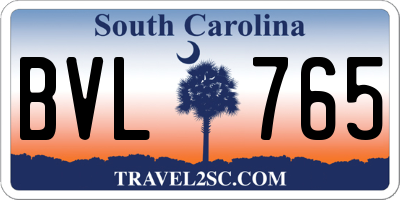SC license plate BVL765