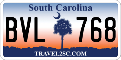SC license plate BVL768