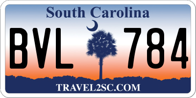 SC license plate BVL784
