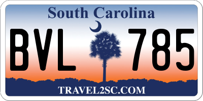 SC license plate BVL785
