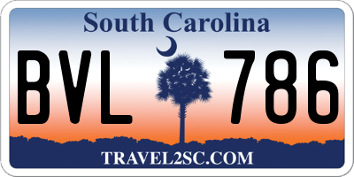 SC license plate BVL786
