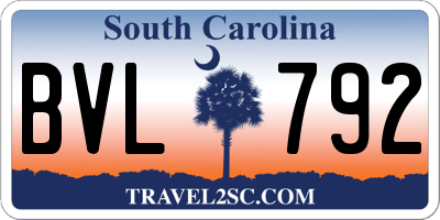 SC license plate BVL792